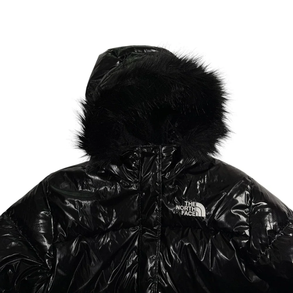 The North Face 600 Down Jacket Girls XXL 18/20 Shiny Black Fur Hood Puffer Youth